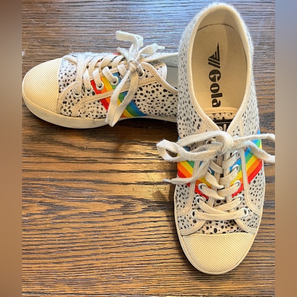 Gola faux fur with cheetah print and rainbow detail sneakers. Size 6 - Picture 2 of 11